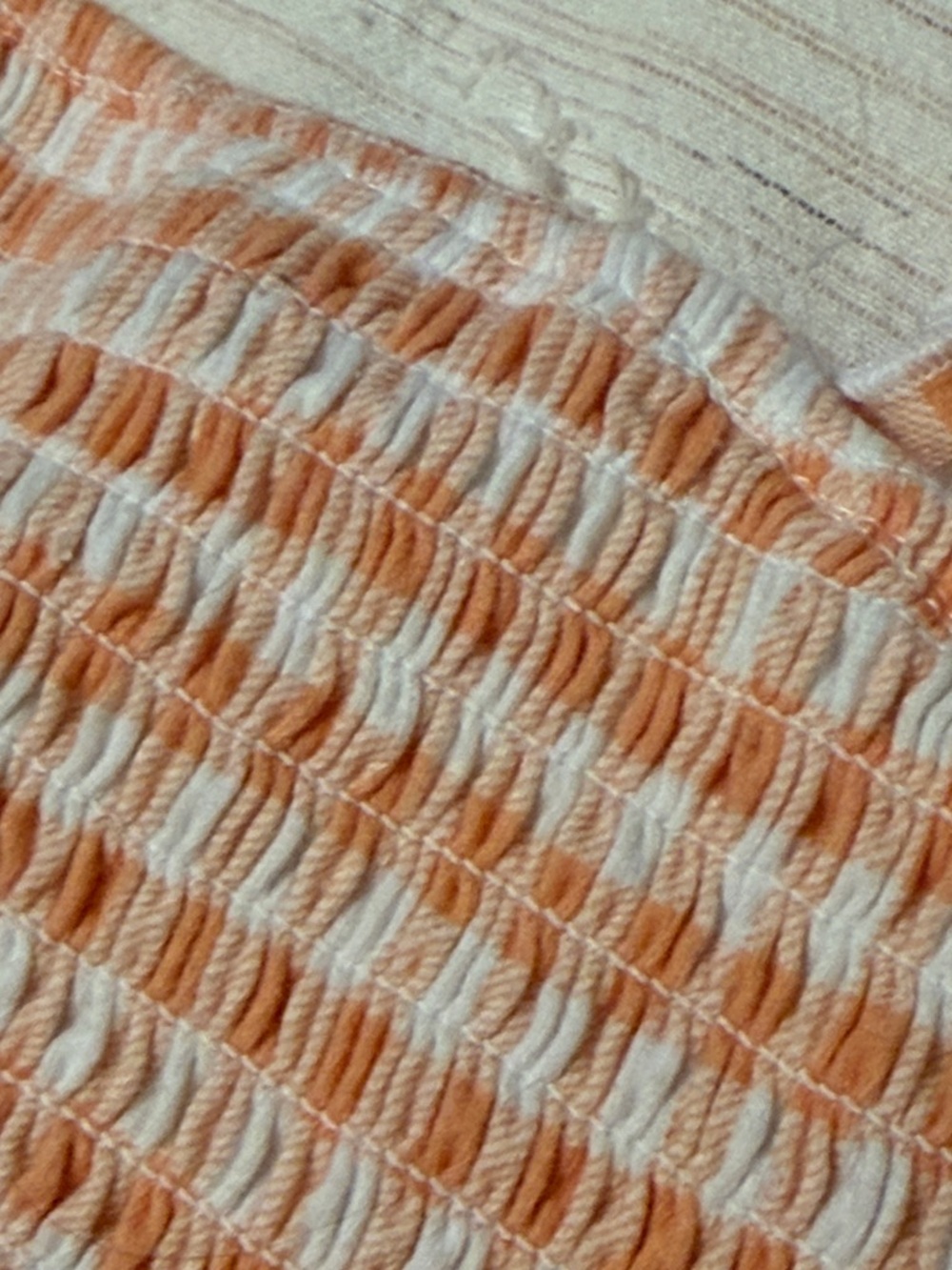 Smocked Ruffle Strap Tank Top - Orange & White - Picture 4 of 11